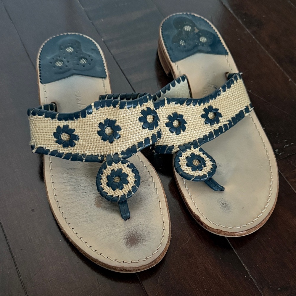 Jack Rogers navy and rattan Jack’s sandals